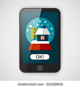 snow globe and gifts flat icon with long shadow,eps 10