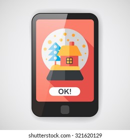 snow globe and gifts flat icon with long shadow,eps 10