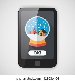 snow globe and gifts flat icon with long shadow,eps 10