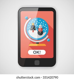 snow globe and gifts flat icon with long shadow,eps 10