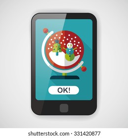 snow globe and gifts flat icon with long shadow,eps 10