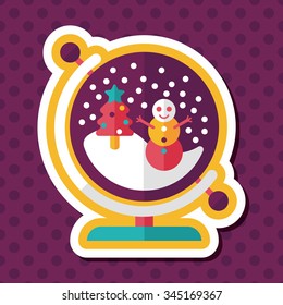 snow globe and gifts flat icon with long shadow,eps 10