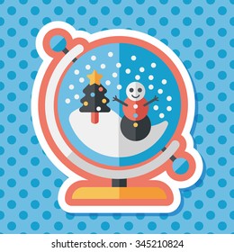snow globe and gifts flat icon with long shadow,eps 10
