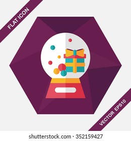 snow globe and gifts flat icon with long shadow,eps 10