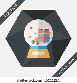 snow globe and gifts flat icon with long shadow,eps 10