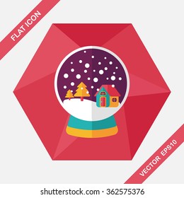 snow globe and gifts flat icon with long shadow,eps 10