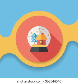 snow globe and gifts flat icon with long shadow,eps 10