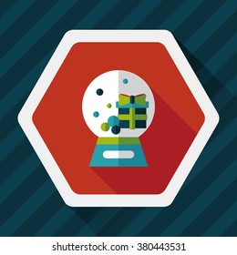 snow globe and gifts flat icon with long shadow,eps 10
