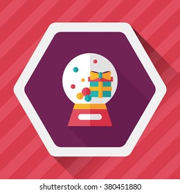 snow globe and gifts flat icon with long shadow,eps 10