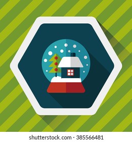 snow globe and gifts flat icon with long shadow,eps 10