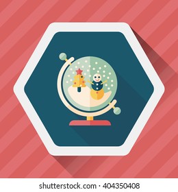 snow globe and gifts flat icon with long shadow,eps 10