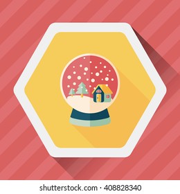 snow globe and gifts flat icon with long shadow,eps 10