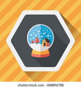 snow globe and gifts flat icon with long shadow,eps 10