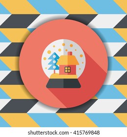snow globe and gifts flat icon with long shadow,eps 10