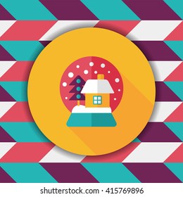 snow globe and gifts flat icon with long shadow,eps 10