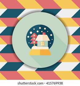 snow globe and gifts flat icon with long shadow,eps 10