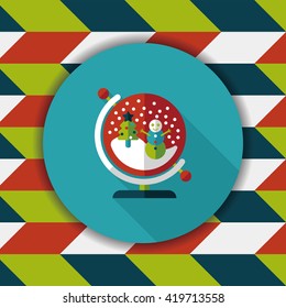 snow globe and gifts flat icon with long shadow,eps 10