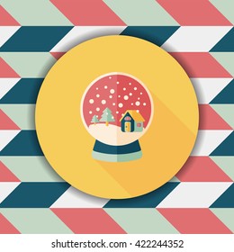 snow globe and gifts flat icon with long shadow,eps 10