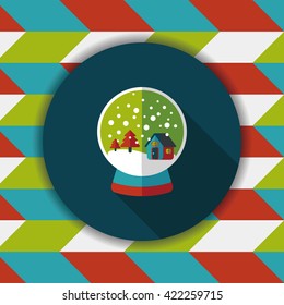 snow globe and gifts flat icon with long shadow,eps 10