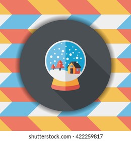 snow globe and gifts flat icon with long shadow,eps 10
