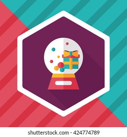 snow globe and gifts flat icon with long shadow,eps 10