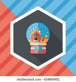 snow globe and gifts flat icon with long shadow,eps 10