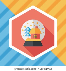 snow globe and gifts flat icon with long shadow,eps 10