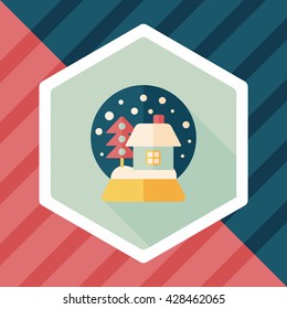 snow globe and gifts flat icon with long shadow,eps 10