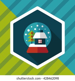 snow globe and gifts flat icon with long shadow,eps 10