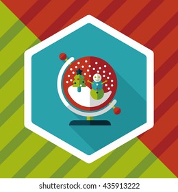 snow globe and gifts flat icon with long shadow,eps 10