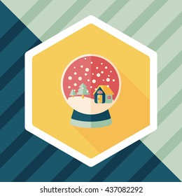 snow globe and gifts flat icon with long shadow,eps 10
