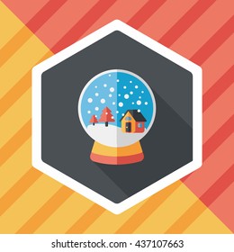 snow globe and gifts flat icon with long shadow,eps 10