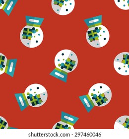 snow globe and gifts flat icon,eps 10 seamless pattern background
