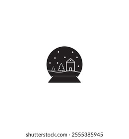 snow globe glass icon vector ilustration logo design