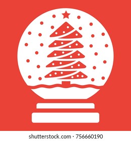 Snow Globe glyph icon, New year and Christmas, xmas sign vector graphics, a solid pattern on a red background, eps 10.