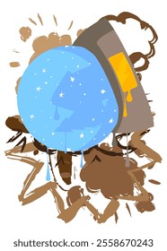 Snow Globe graffiti. Abstract modern street art decoration performed in urban painting style.