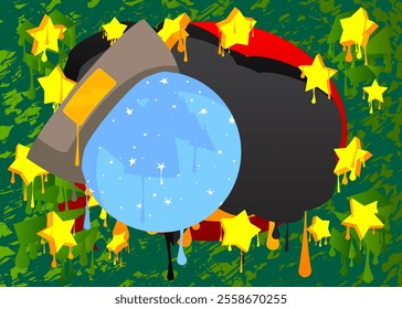 Snow Globe graffiti. Abstract modern street art decoration performed in urban painting style.
