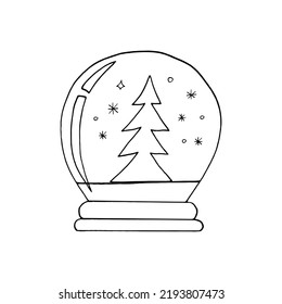 snow globe hand drawn in doodle style. christmas and new year decor. winter souvenir
