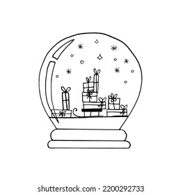 globo de nieve dibujado a mano en estilo doodle. navidad y decoración de año nuevo. recuerdo de invierno