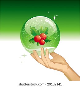Snow globe with Holly berries