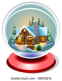 Snow globe with a house