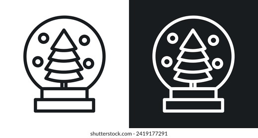 Snow Globe Icon Designed in a Line Style on White Background.