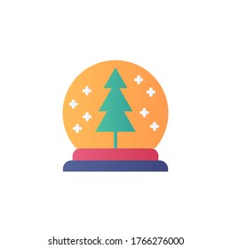snow globe icon flat style vector design full color. isolated on white background