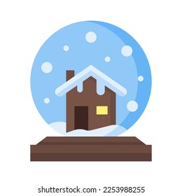 Icono de globo de nieve en vector de estilo plano, icono de bola de nieve, juguetes de invierno