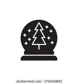 ilustración vectorial de diseño de glifos de globo de nieve. aislado en fondo blanco