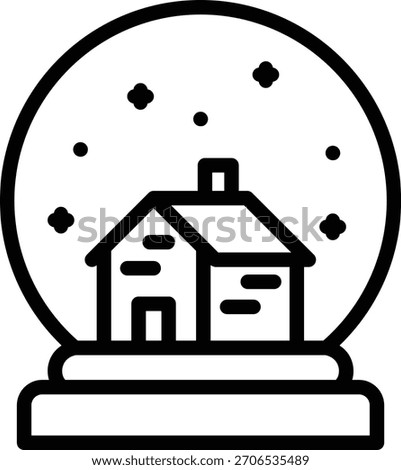 snow globe icon illustration design with outline, this is not made from any AI generation