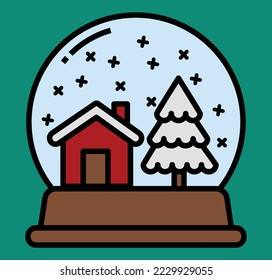 Globe de nieve. icono, ilustración, elemento para sitio web, documento, diseño de afiches, impresión, aplicación. Estilo de Navidad