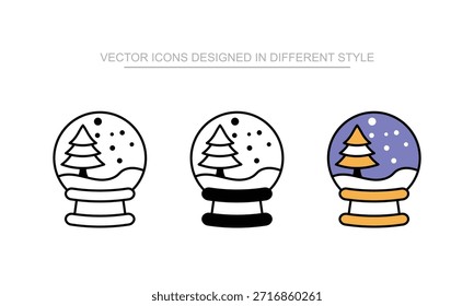 Snow Globe Symbol in anderem Stil mit weißer Hintergrundgrafik