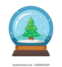 Icono del globo de la nieve con el pequeño árbol de navidad dentro