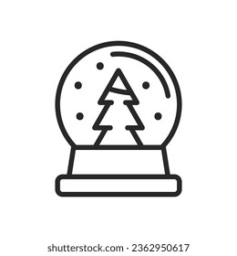 Icono de Globe de nieve. Signo aislado editable de eslabón de vectores de una esfera de cristal con nevada y un árbol de Navidad en el interior, simbolizando vacaciones de invierno y decoraciones festivas.